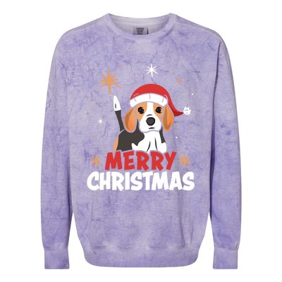 Cute Beagle Santa Dog Lovers Merry Christmas Xmas Design Funny Gift Colorblast Crewneck Sweatshirt