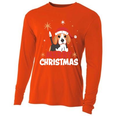 Cute Beagle Santa Dog Lovers Merry Christmas Xmas Design Funny Gift Cooling Performance Long Sleeve Crew