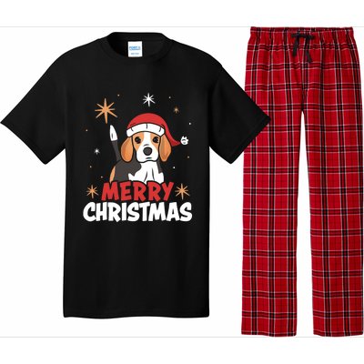 Cute Beagle Santa Dog Lovers Merry Christmas Xmas Design Funny Gift Pajama Set