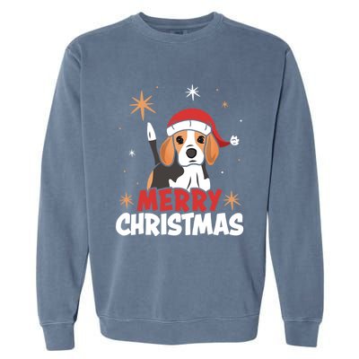 Cute Beagle Santa Dog Lovers Merry Christmas Xmas Design Funny Gift Garment-Dyed Sweatshirt