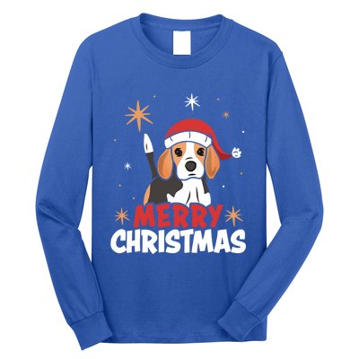 Cute Beagle Santa Dog Lovers Merry Christmas Xmas Design Funny Gift Long Sleeve Shirt