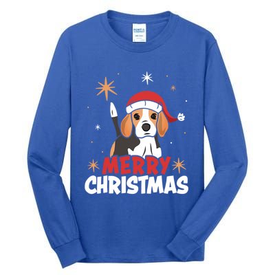 Cute Beagle Santa Dog Lovers Merry Christmas Xmas Design Funny Gift Tall Long Sleeve T-Shirt