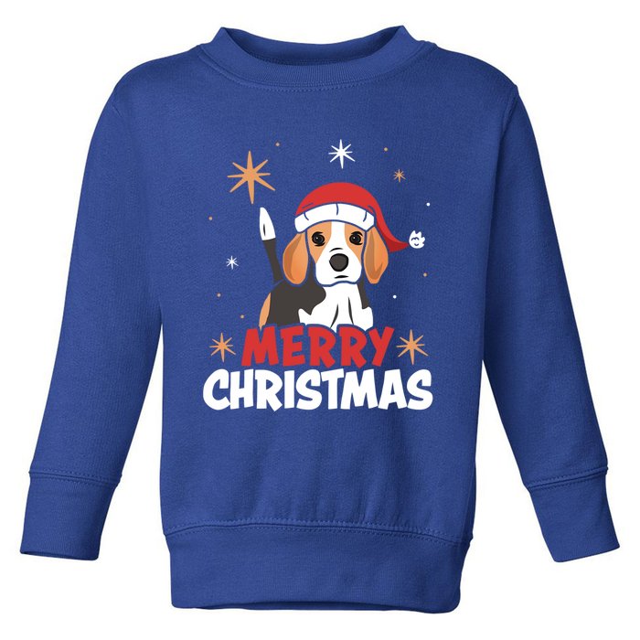 Cute Beagle Santa Dog Lovers Merry Christmas Xmas Design Funny Gift Toddler Sweatshirt