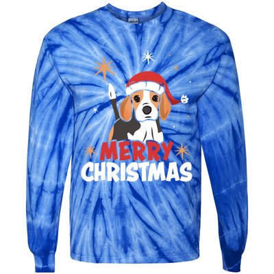 Cute Beagle Santa Dog Lovers Merry Christmas Xmas Design Funny Gift Tie-Dye Long Sleeve Shirt