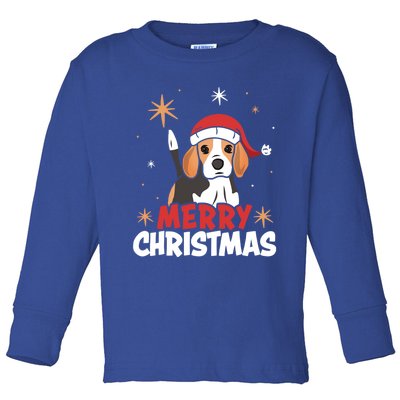 Cute Beagle Santa Dog Lovers Merry Christmas Xmas Design Funny Gift Toddler Long Sleeve Shirt