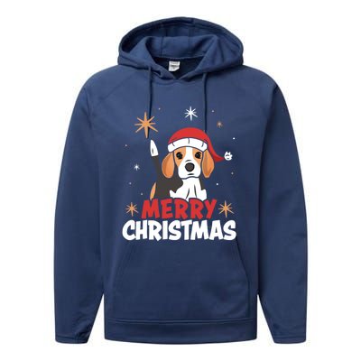 Cute Beagle Santa Dog Lovers Merry Christmas Xmas Design Funny Gift Performance Fleece Hoodie