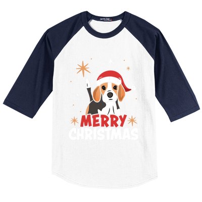 Cute Beagle Santa Dog Lovers Merry Christmas Xmas Design Funny Gift Baseball Sleeve Shirt