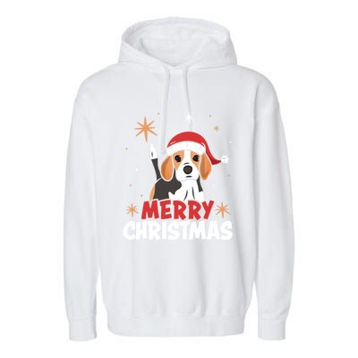 Cute Beagle Santa Dog Lovers Merry Christmas Xmas Design Funny Gift Garment-Dyed Fleece Hoodie