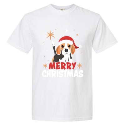 Cute Beagle Santa Dog Lovers Merry Christmas Xmas Design Funny Gift Garment-Dyed Heavyweight T-Shirt