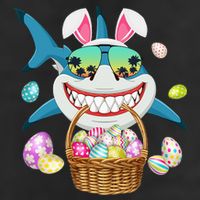 Cute Bunny Shark Easter funny easter day 7 Panel Mesh Trucker Snapback Hat