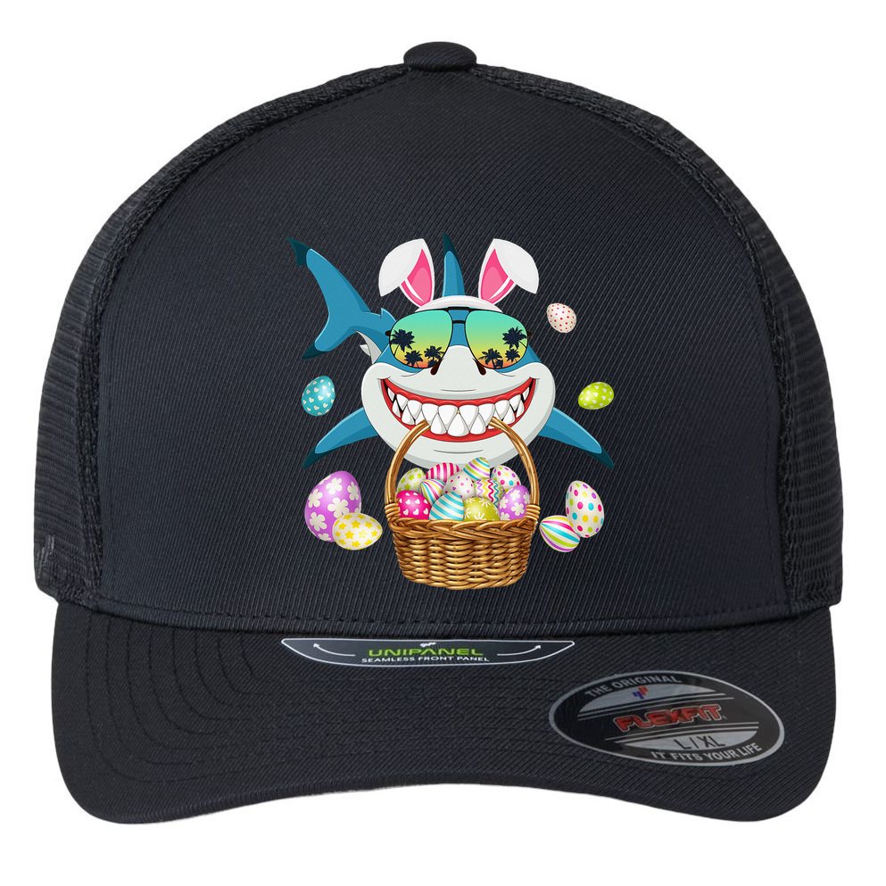 Cute Bunny Shark Easter funny easter day Flexfit Unipanel Trucker Cap