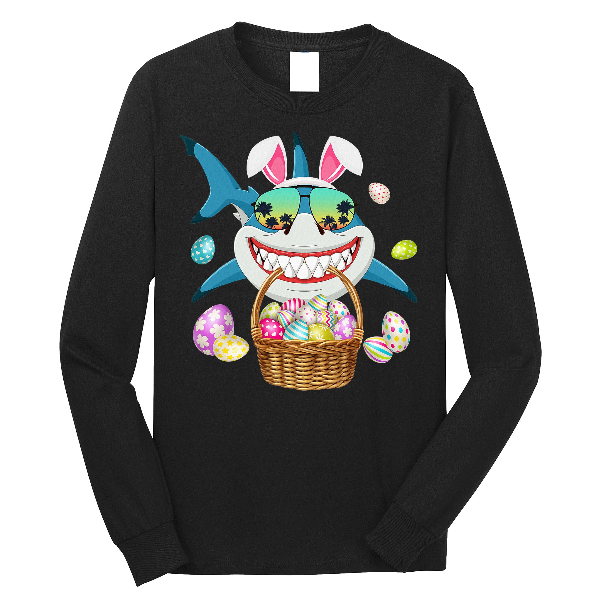 Cute Bunny Shark Easter funny easter day Long Sleeve Shirt