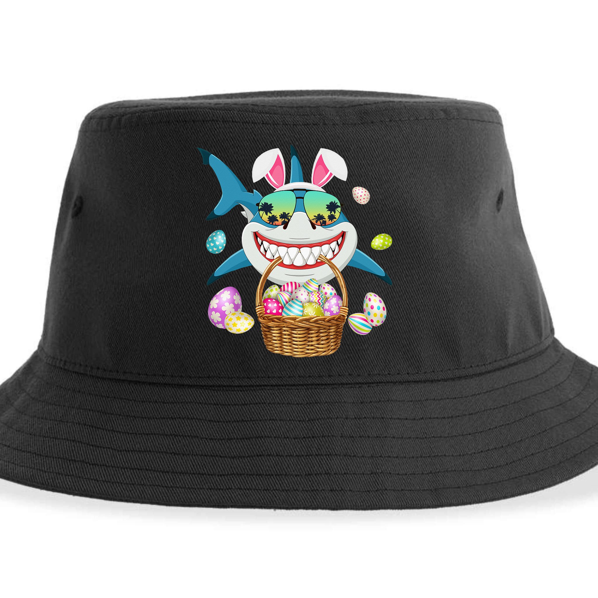 Cute Bunny Shark Easter funny easter day Sustainable Bucket Hat