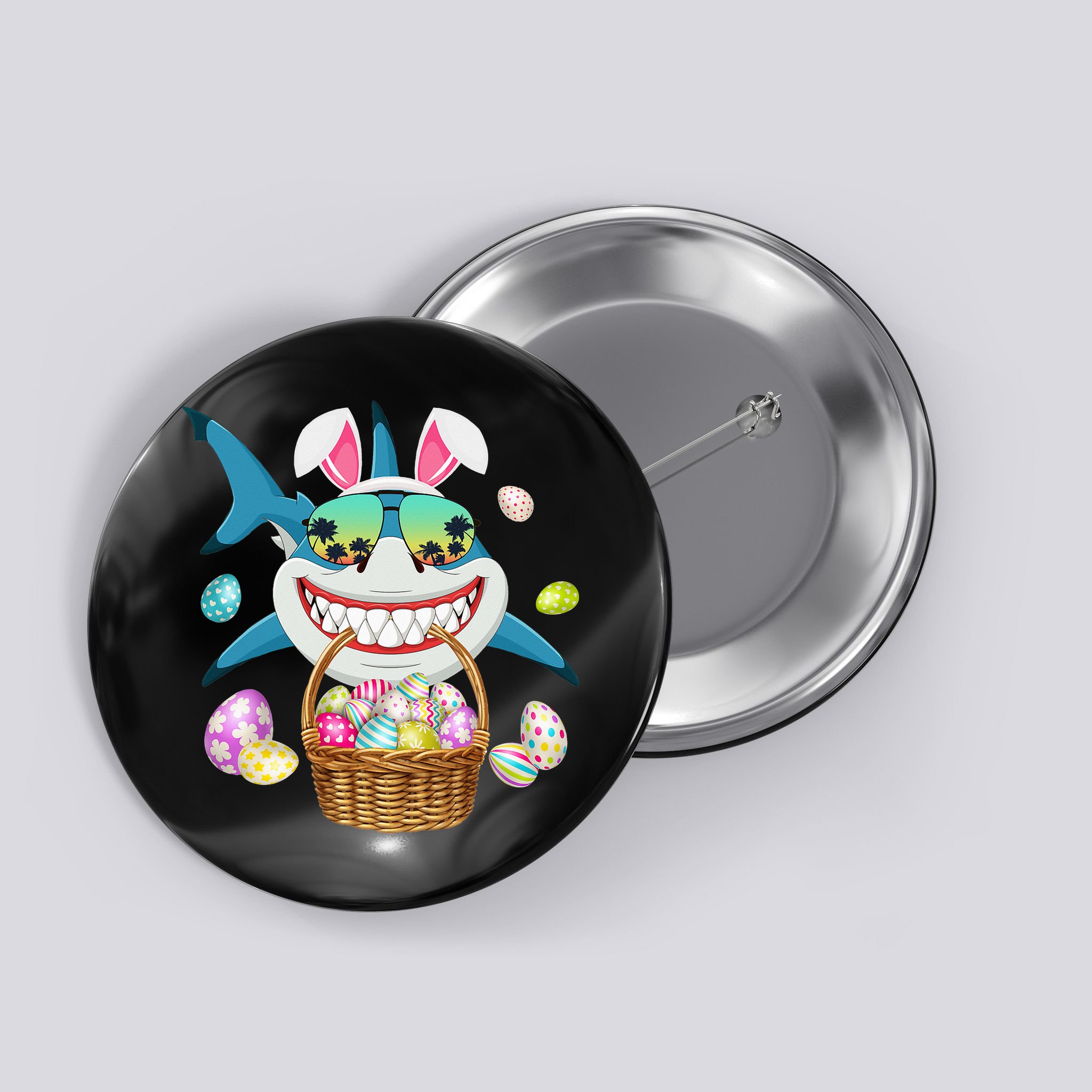 Cute Bunny Shark Easter funny easter day Button