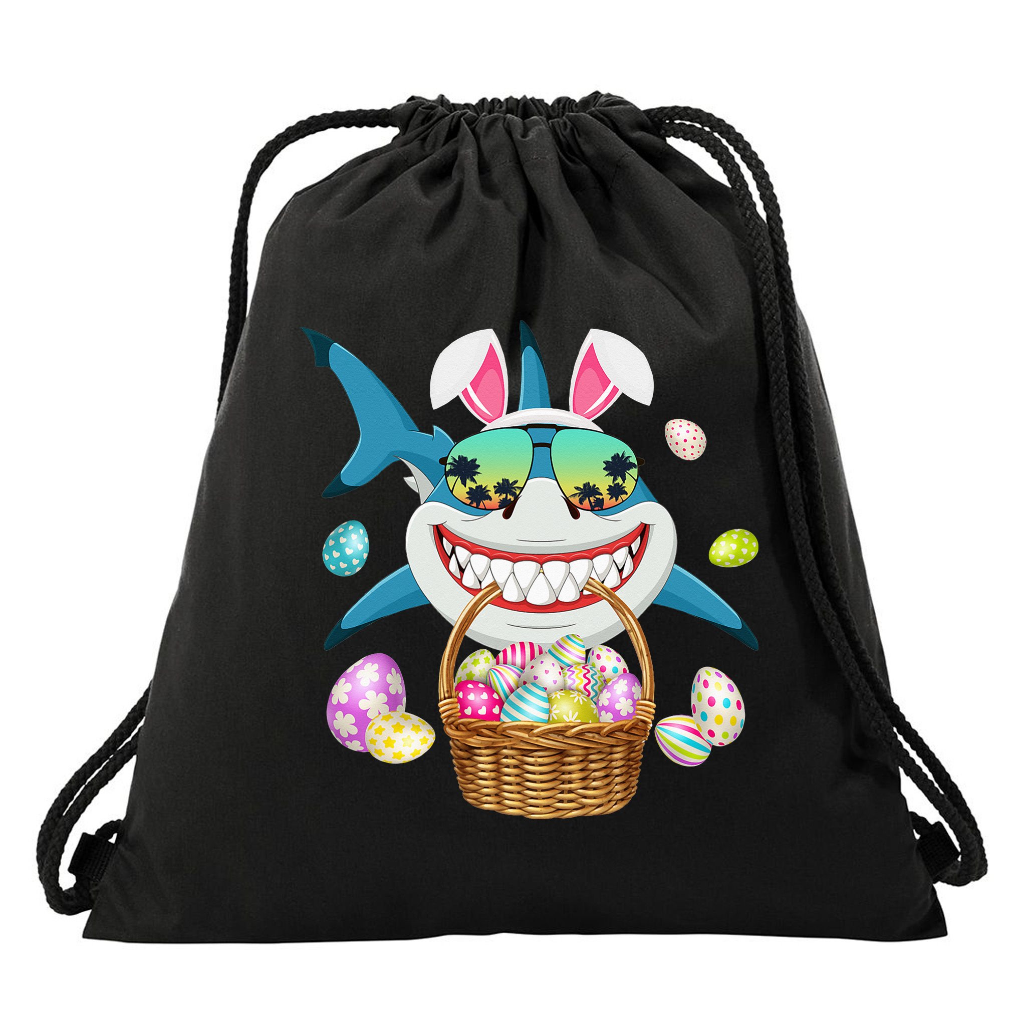 Cute Bunny Shark Easter funny easter day Drawstring Bag
