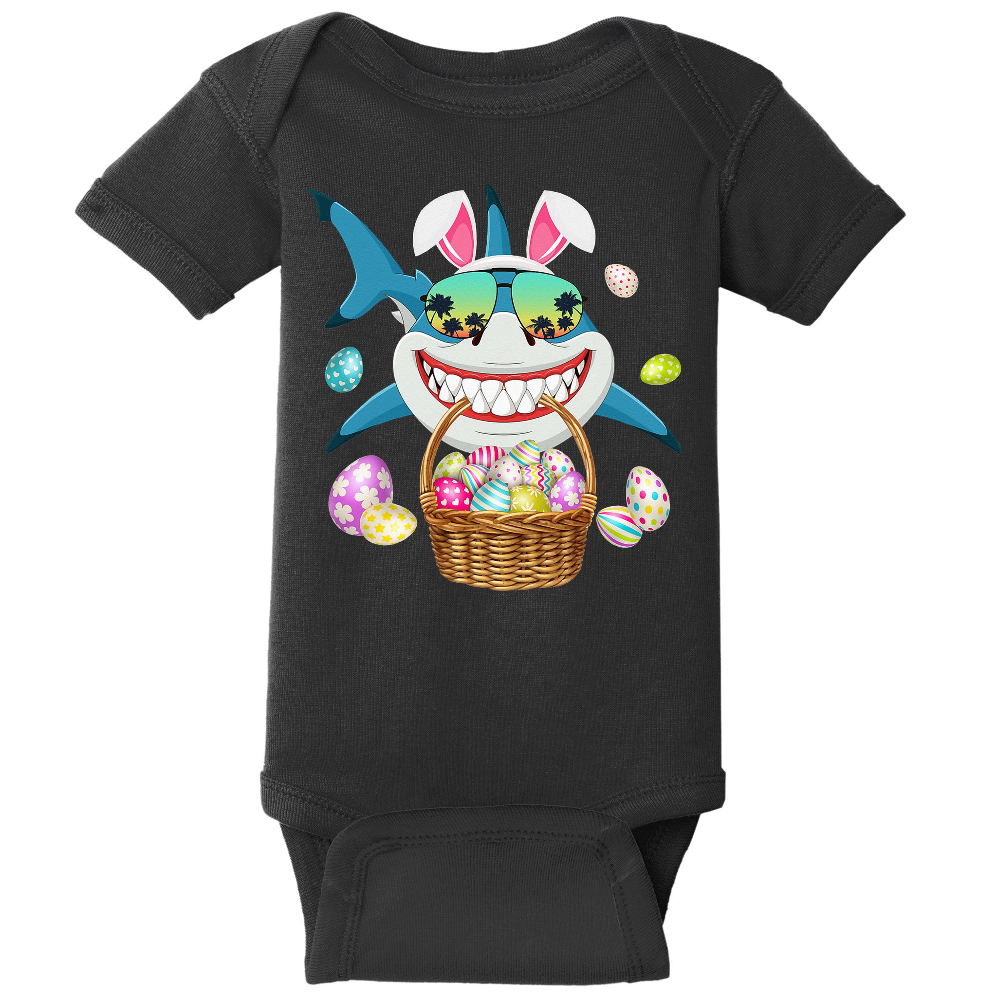 Cute Bunny Shark Easter funny easter day Baby Bodysuit