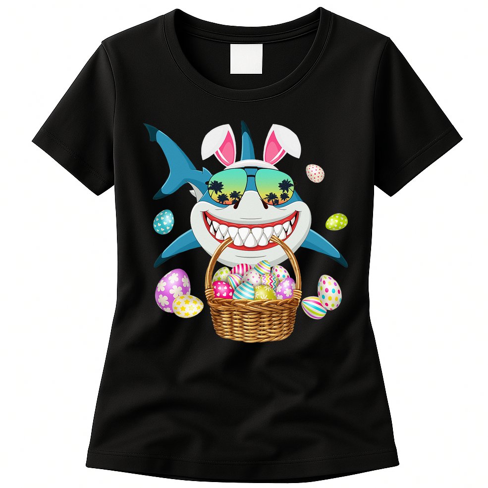 Cute Bunny Shark Easter funny easter day Womens T-Shirt
