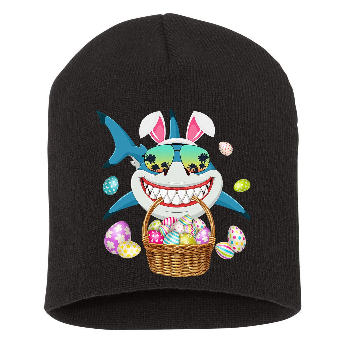 Cute Bunny Shark Easter funny easter day Short Acrylic Beanie