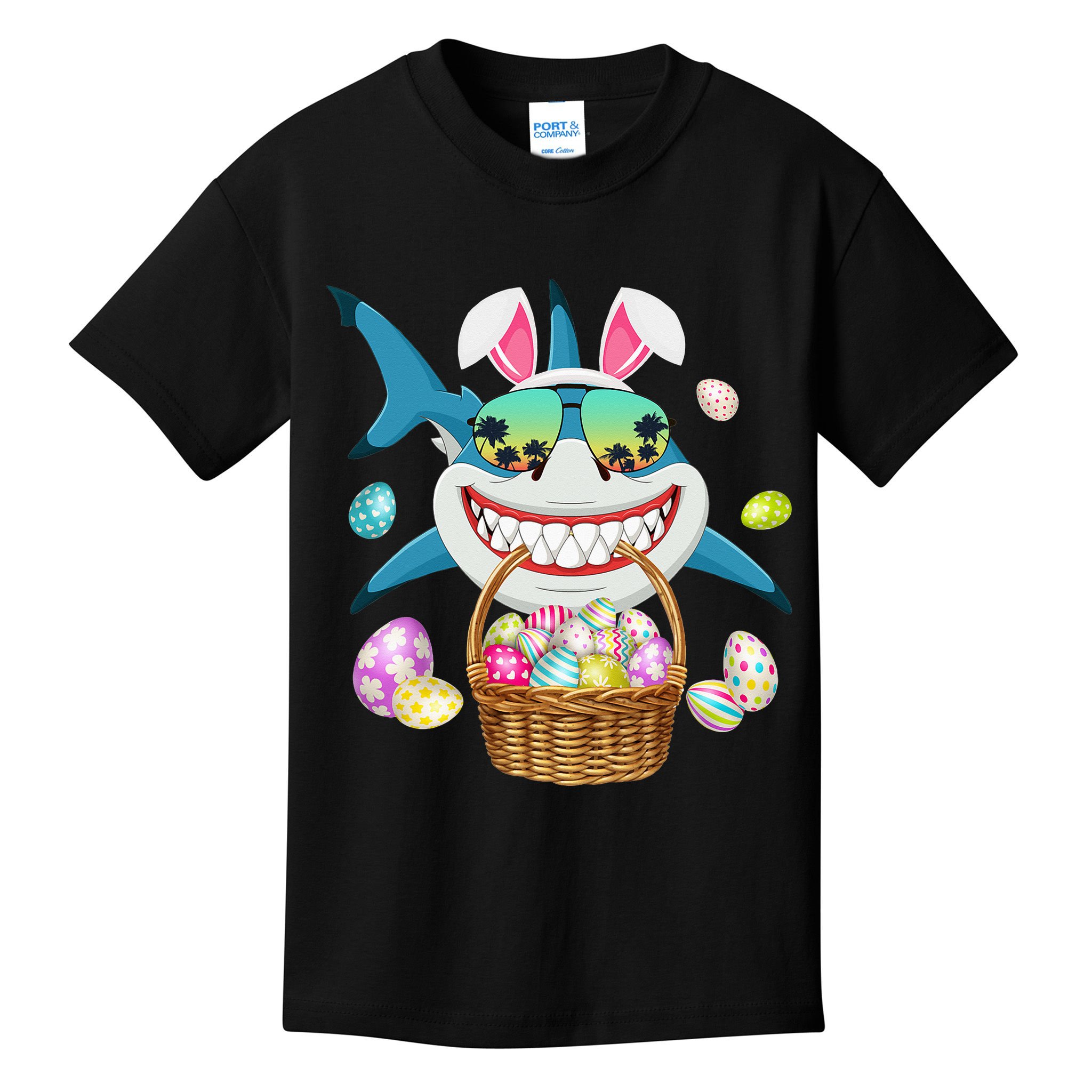 Cute Bunny Shark Easter funny easter day Kids T-Shirt