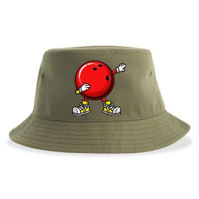 Cool Bowling Spare Strike Bowler Coach Dabbing Sustainable Bucket Hat