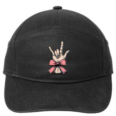 Coquette Bow Sign Language I Love You Asl Deaf Interpreter 7-Panel Snapback Hat