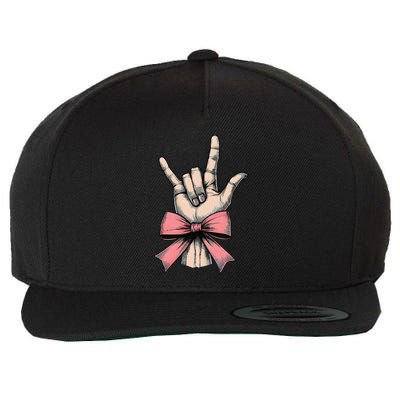 Coquette Bow Sign Language I Love You Asl Deaf Interpreter Wool Snapback Cap
