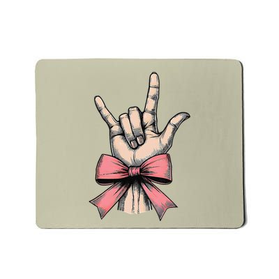 Coquette Bow Sign Language I Love You Asl Deaf Interpreter Mousepad