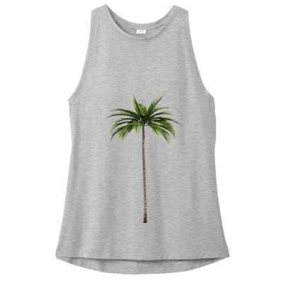 Cool Beach Summer Vacation Tropical Palm Tree Ladies PosiCharge Tri-Blend Wicking Tank