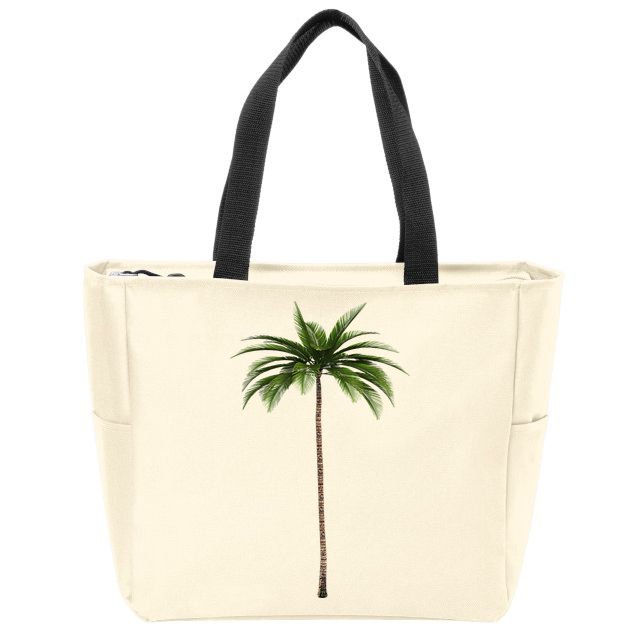 Cool Beach Summer Vacation Tropical Palm Tree Zip Tote Bag