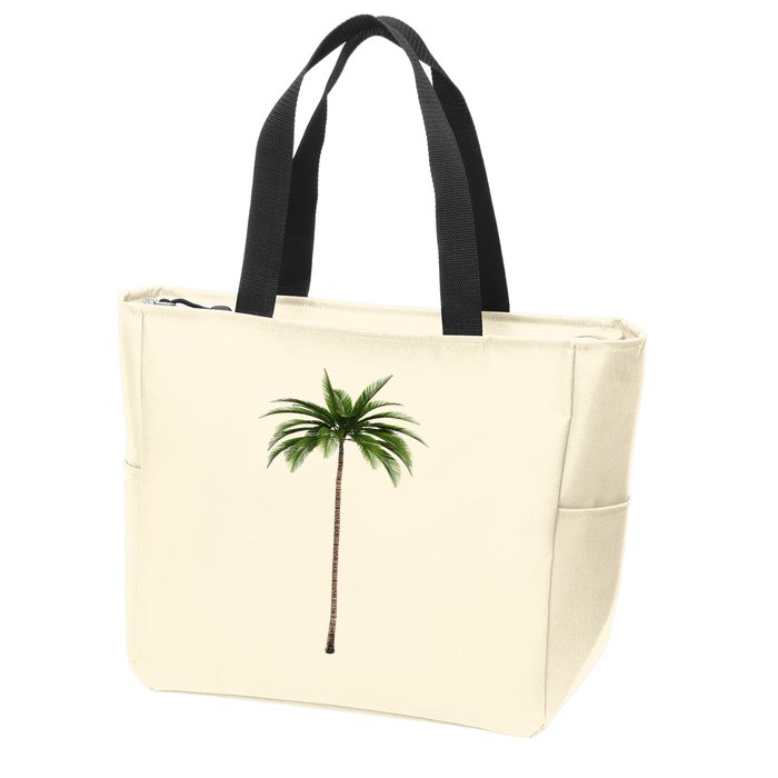 Cool Beach Summer Vacation Tropical Palm Tree Zip Tote Bag