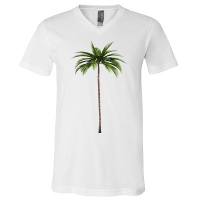 Cool Beach Summer Vacation Tropical Palm Tree V-Neck T-Shirt