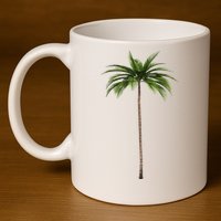 Cool Beach Summer Vacation Tropical Palm Tree 11oz C Handle Ceramic Mug