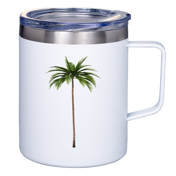 Cool Beach Summer Vacation Tropical Palm Tree 12oz Stainless Steel Coffee Mug