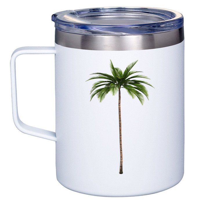 Cool Beach Summer Vacation Tropical Palm Tree 12oz Stainless Steel Coffee Mug