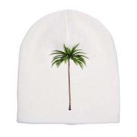 Cool Beach Summer Vacation Tropical Palm Tree Short Acrylic Beanie