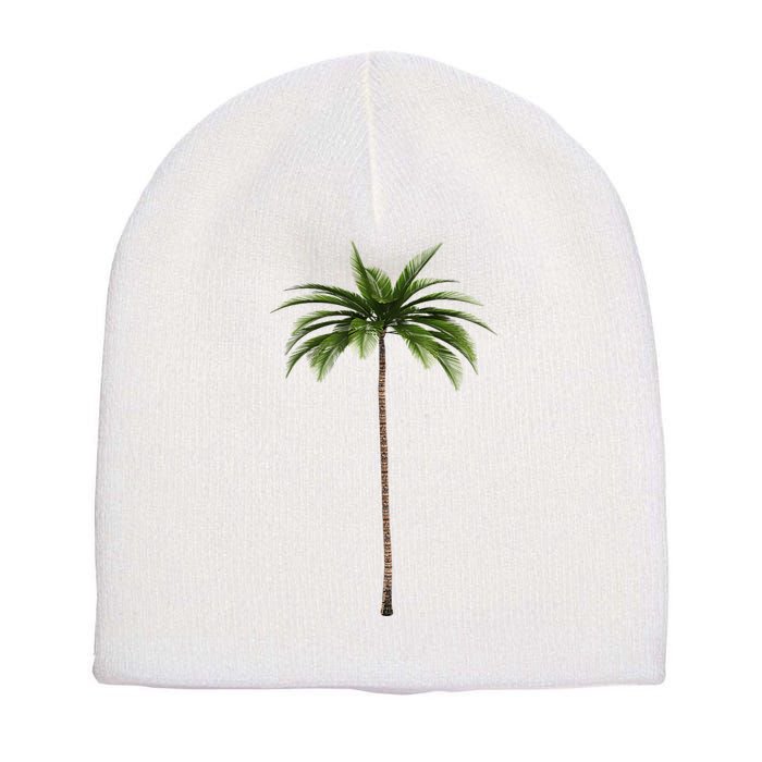 Cool Beach Summer Vacation Tropical Palm Tree Short Acrylic Beanie