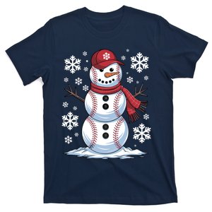 Christmas Baseball Snowman Boy Baseball Christmas T-Shirt