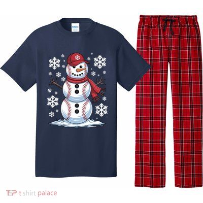 Christmas Baseball Snowman Boy Baseball Christmas Pajama Set