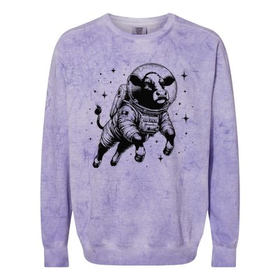 Cow Breeder Space Astronaut Red Angus Cattle Colorblast Crewneck Sweatshirt