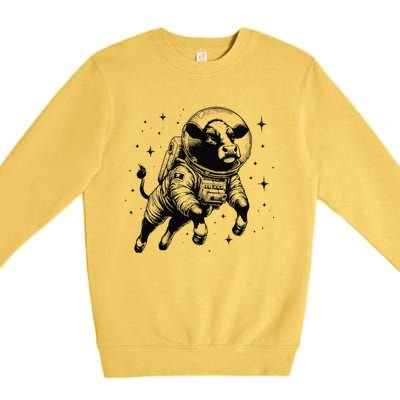 Cow Breeder Space Astronaut Red Angus Cattle Premium Crewneck Sweatshirt