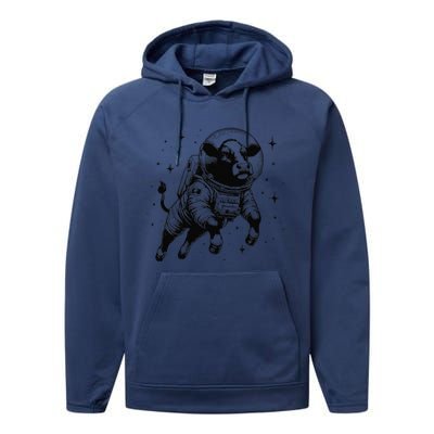 Cow Breeder Space Astronaut Red Angus Cattle Performance Fleece Hoodie