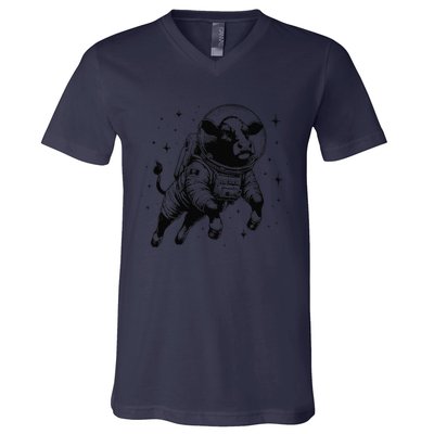 Cow Breeder Space Astronaut Red Angus Cattle V-Neck T-Shirt