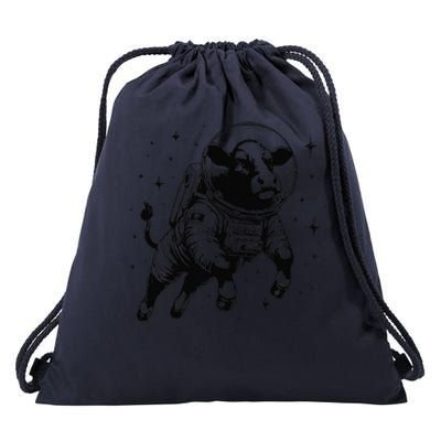 Cow Breeder Space Astronaut Red Angus Cattle Drawstring Bag