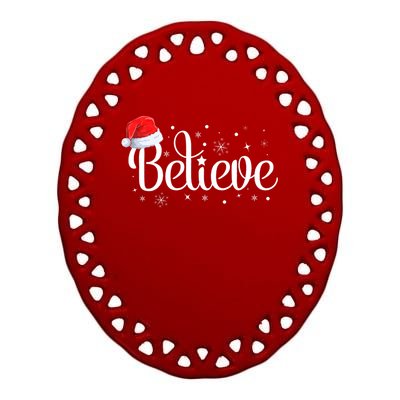 Christmas Believe Santa Claus Believe Christmas Ceramic Oval Ornament