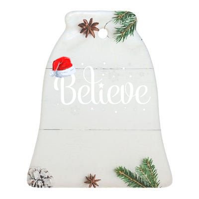 Christmas Believe Santa Claus Believe Christmas Ceramic Bell Ornament