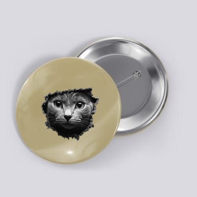 Cat Breed Series Gray Scale Cat Busting Out Thru Fabric. Button