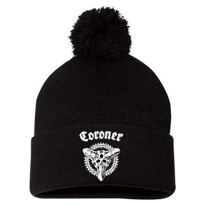 Coroner Band  Small Black Pom Pom 12in Knit Beanie