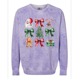 Coquette Bow Santa Christmas Tree Christmas Vibes Cool Gift Colorblast Crewneck Sweatshirt