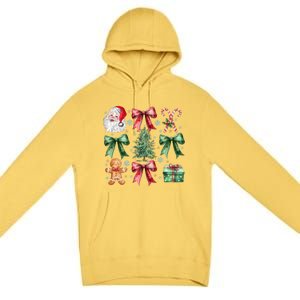 Coquette Bow Santa Christmas Tree Christmas Vibes Cool Gift Premium Pullover Hoodie