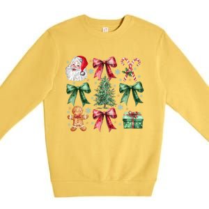 Coquette Bow Santa Christmas Tree Christmas Vibes Cool Gift Premium Crewneck Sweatshirt